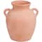 11" Orange Ceramic Terra Cotta Jug Vase with Handles